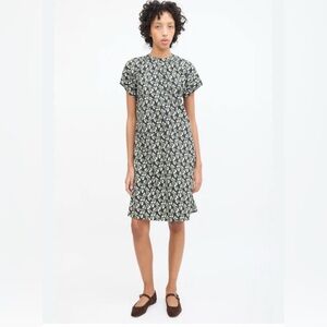 Marni black/olive/beige floral high-neck cotton midi dress - size 40 (US 6/8)